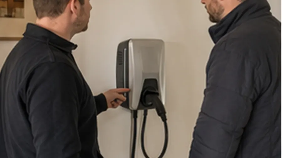 Wall mounted EV charger at a home